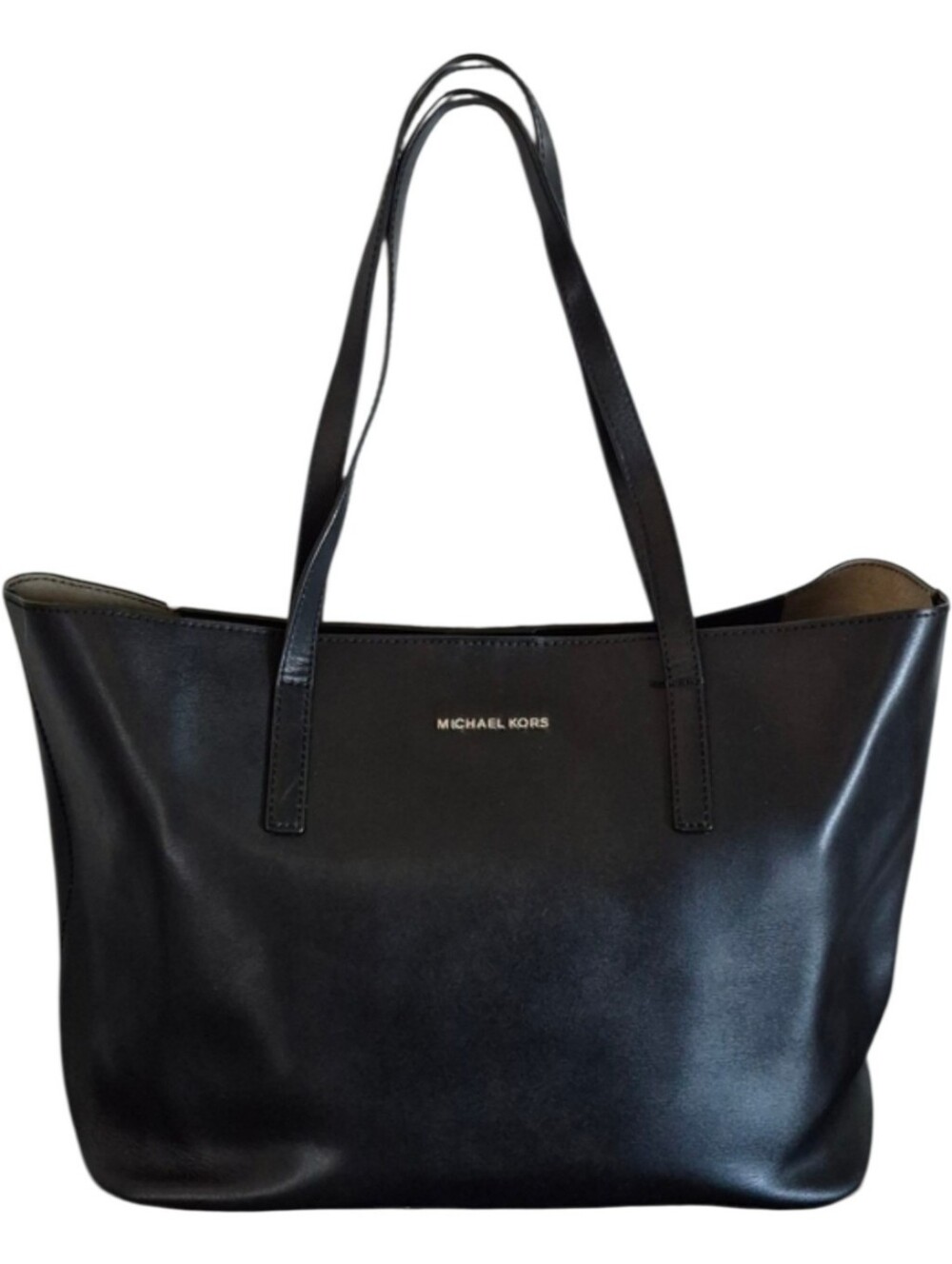 Micheal Kors Black Leather Large Tote Shoulder Bag Purse